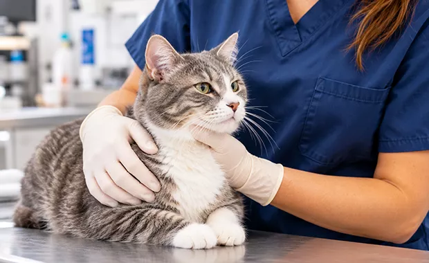 Veterinary Assistant with cat